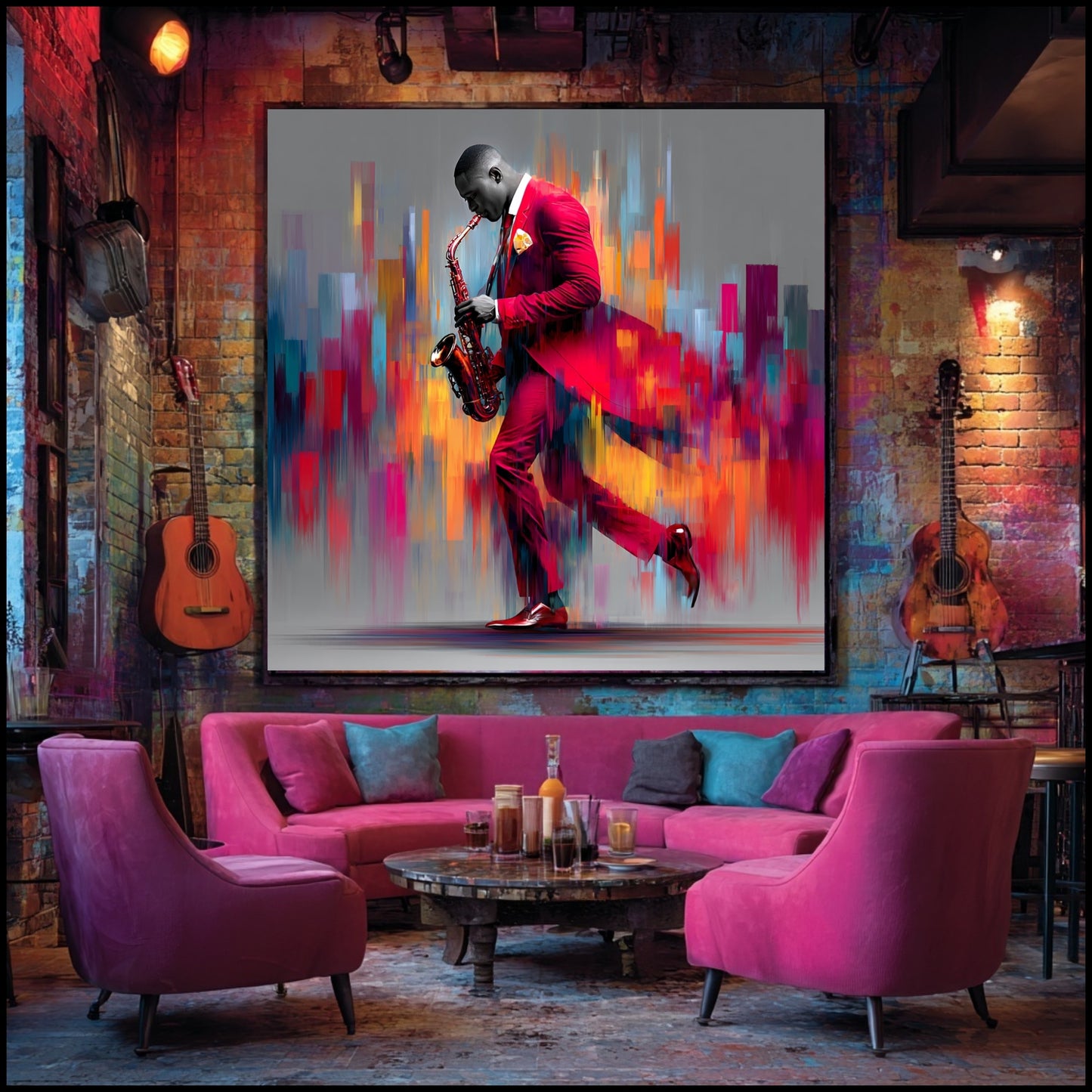 Bold Jazz Movement – Vibrant Saxophone Wall Art Print