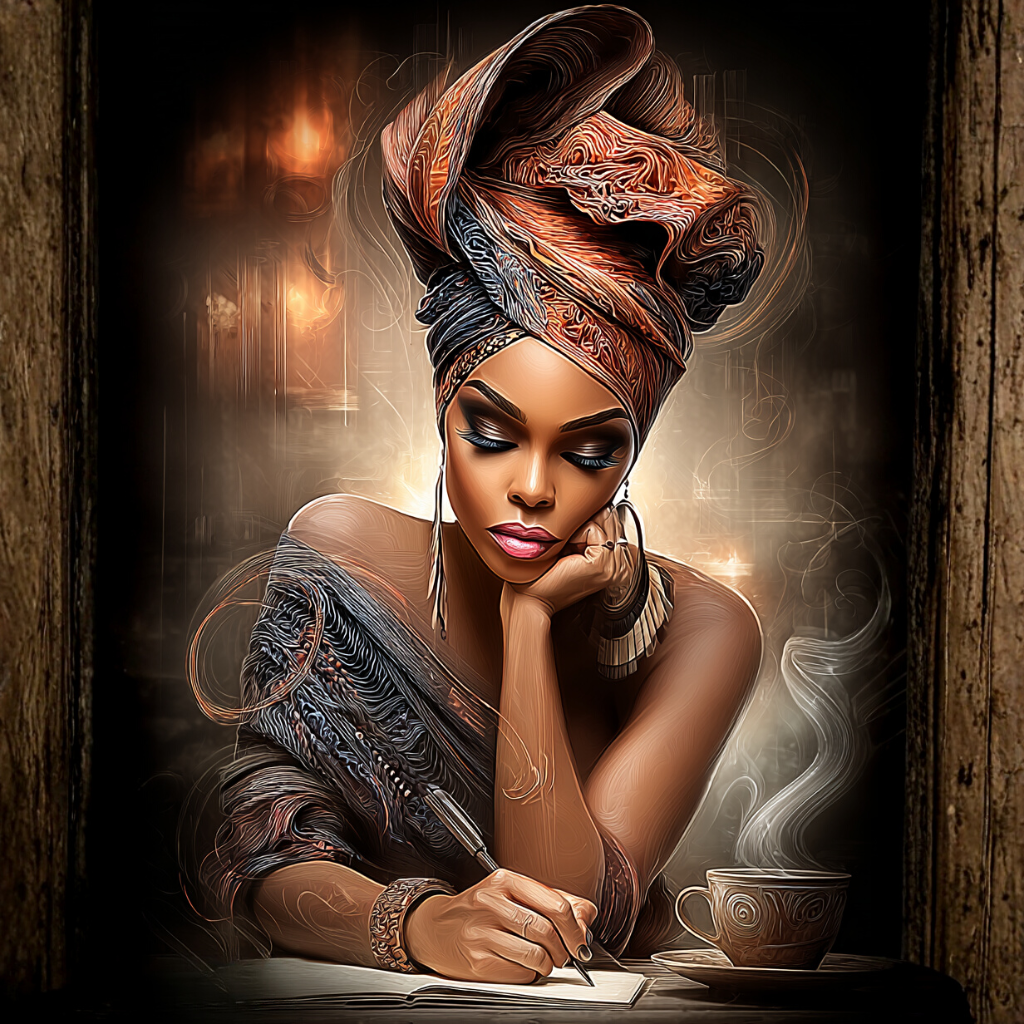 Ink of Intention – Afro Inspired Writer Portrait Wall Art Print