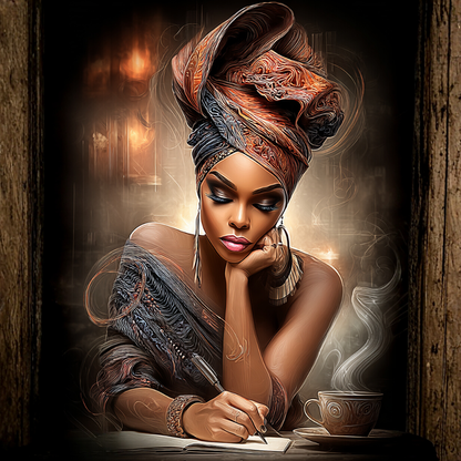 Ink of Intention – Afro Inspired Writer Portrait Wall Art Print