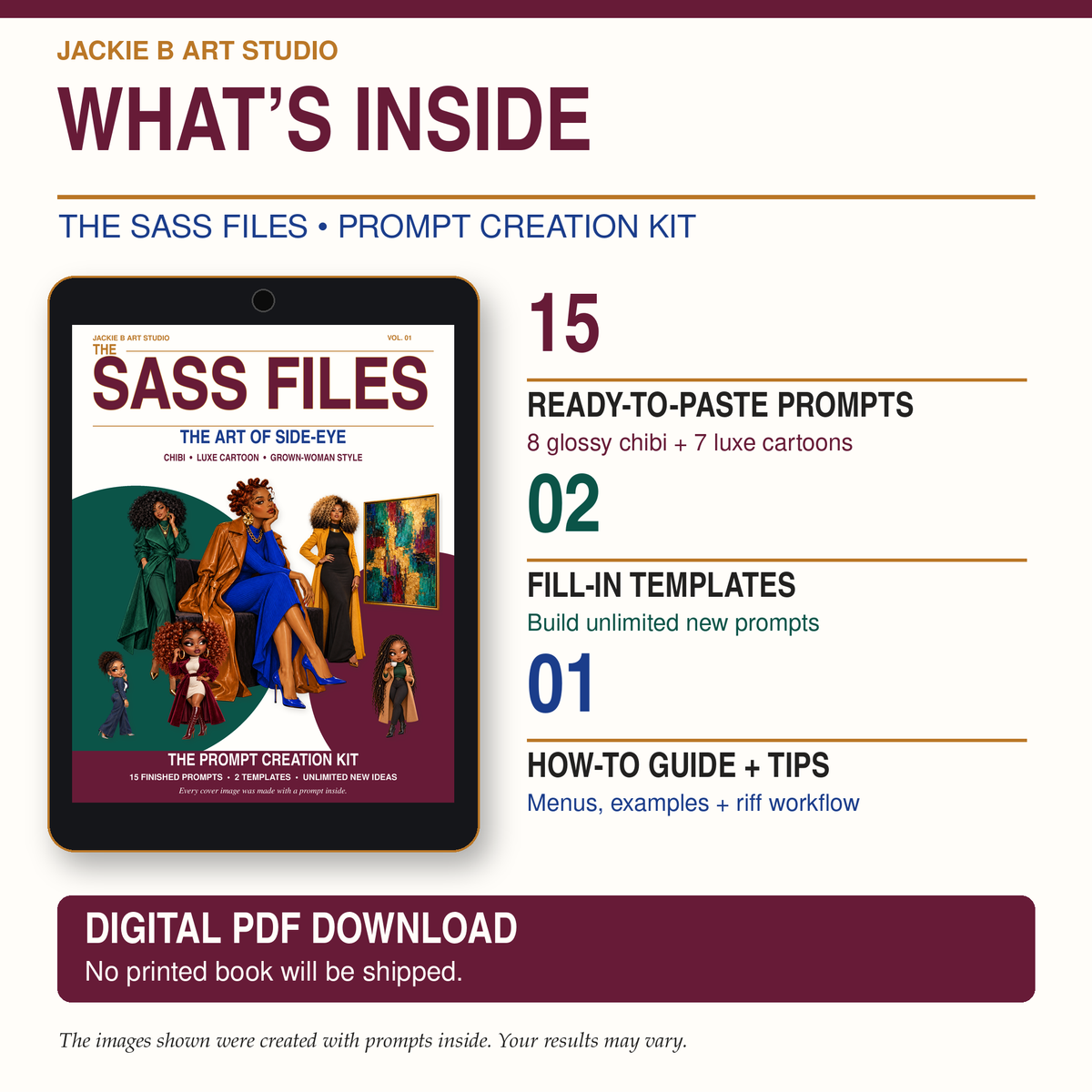 The Sass Files | Sassy Chibi & Luxe Cartoon Prompt Creation Kit