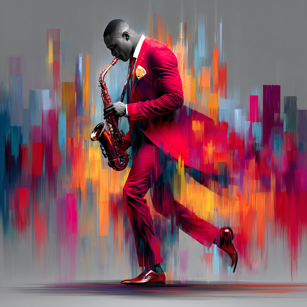 Bold Jazz Movement – Vibrant Saxophone Wall Art Print
