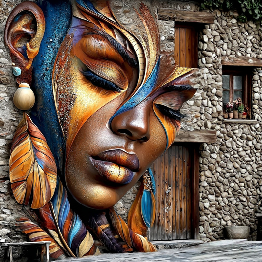 Echoes in Stone – Afrocentric Strength Portrait Wall Art Print